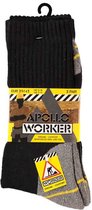 Apollo Worker Sokken Zwart Werksokken Heren 3-pack - Maat 39-42