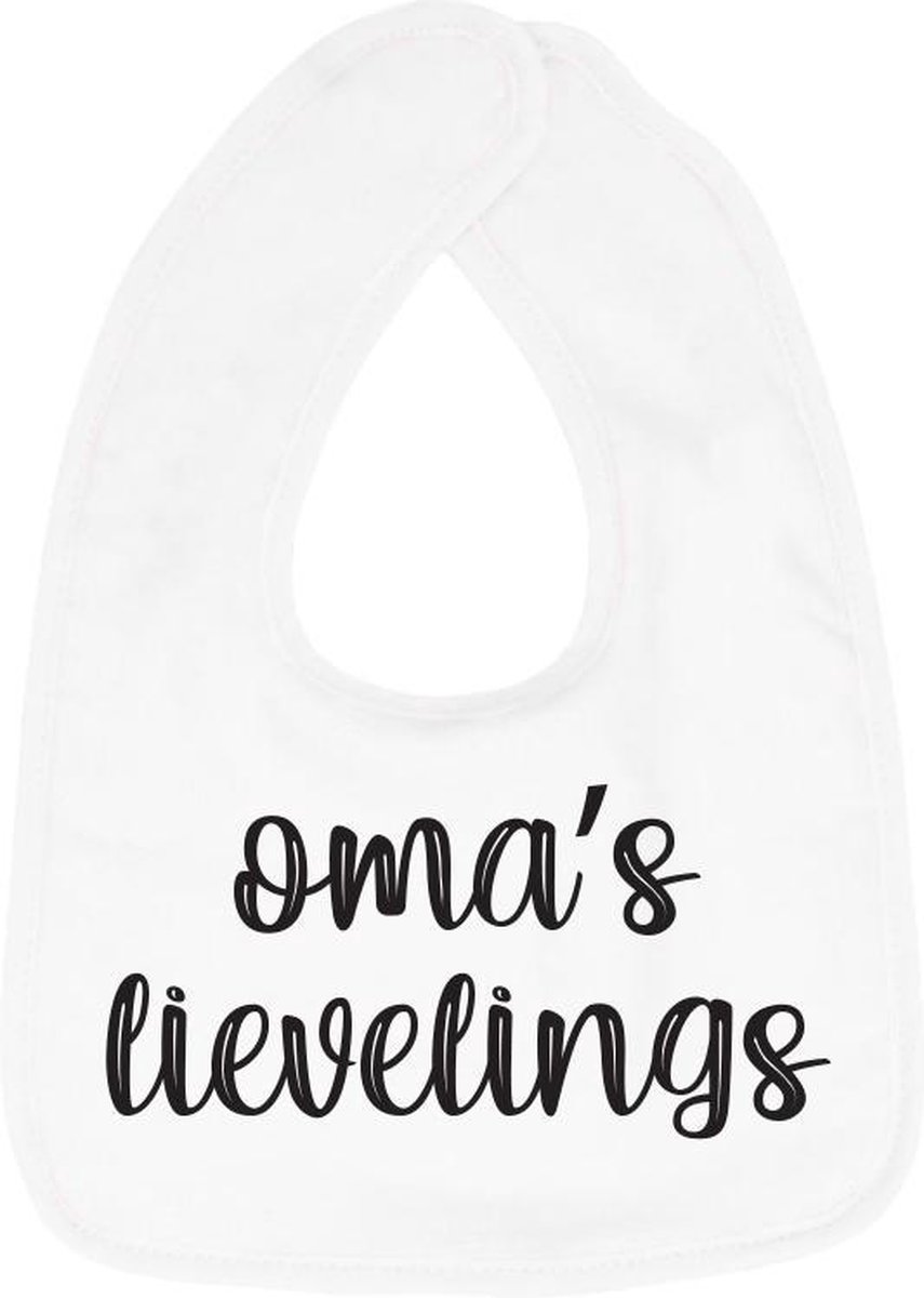 Goedkoopste Hospitrix Slabbetje met tekst Oma's lievelings Wit - Cadeau Zwangerschap - Baby Kwijldoek - Kwijllap - Morslap - Bavette