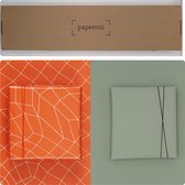 Paperoni - Cadeaupapierbox Tilted - Pistache - 4 rollen luxe cadeaupapier incl. bijpassend koord- inpakpapier -  Groen - Oranje