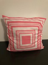 Kussenhoes Pink-White - Roze-Wit - Sierkussen - 45x45 cm