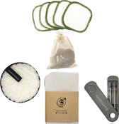 green-goose | 5 XL Make-Up Remover Pads | 3 Gezicht Reinigingsdoekjes | Wattenstaafjeset | Mega Pad | Waszakje | Gezicht M