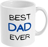MUGZ - Best Dad Ever - Mok - Vaderdag - Theemok - Koffiemok - Theebeker - Koffiebeker - Best Dad Ever Wit blauw