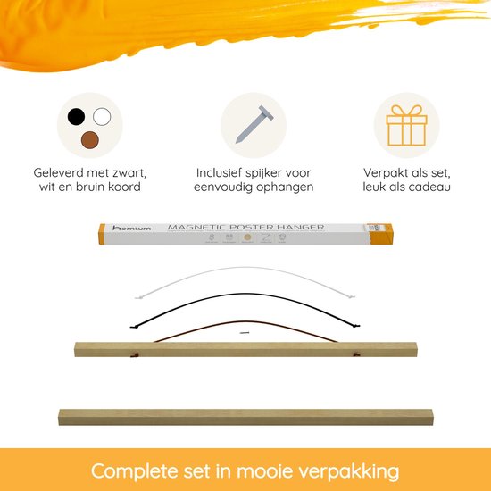 Homium Posterhanger 50 cm - Marupa hout - poster ophangsysteem - Posterlijst - Posterhouder