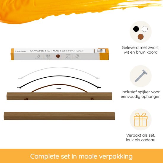Homium Posterhanger 30 cm - Teak hout - poster ophangsysteem - Posterlijst - Posterhouder
