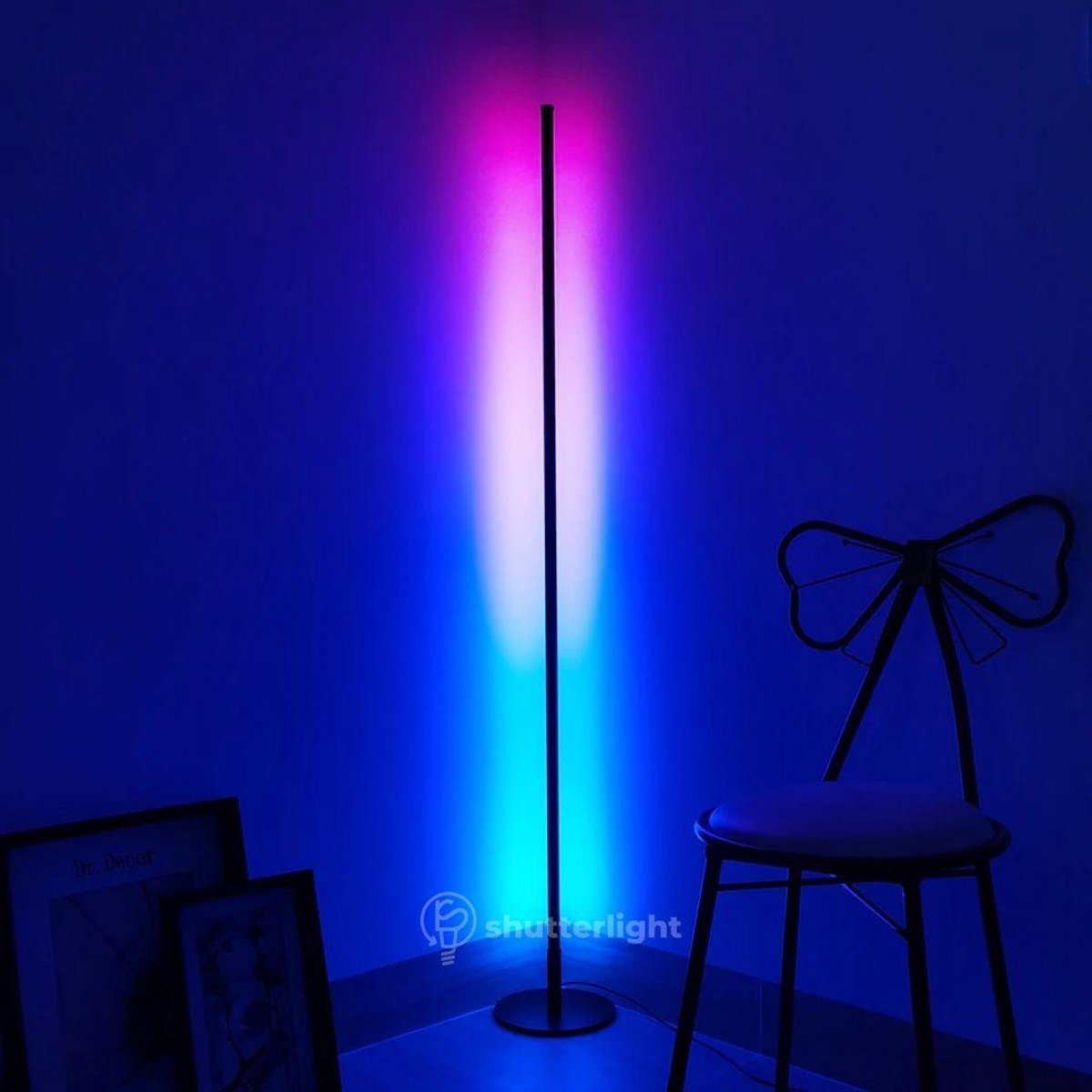 Shutterlight® Vloerlamp - Verticaal - RGBW LED - 150 cm - Zwart