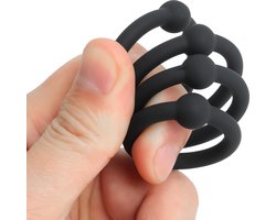 Banoch | Eikelring Set van Zwart Siliconen | Ø 25/28/30/32 mm | Set van 4 Cockringen | Flexibel & Comfortabel | penisring