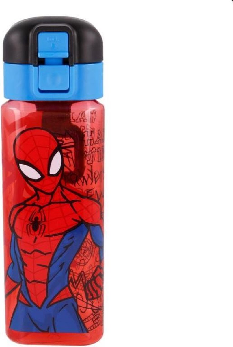 Spiderman vierkante drinkfles / drinkbeker met slot - 550 ML