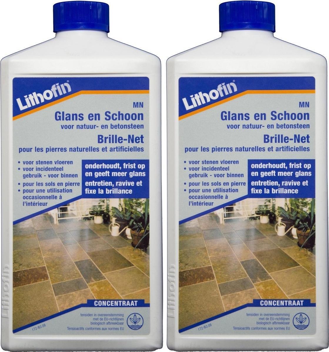 Lithofin MN Glans en Schoon - Glansmilk concentraat NATUURSTEEN - 2 x 1L - Voordeelpack