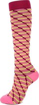 Compressiekousen dagelijks gebruik - Compressie sokken dames en heren - Stripes roze - Maat 36-40 S/M