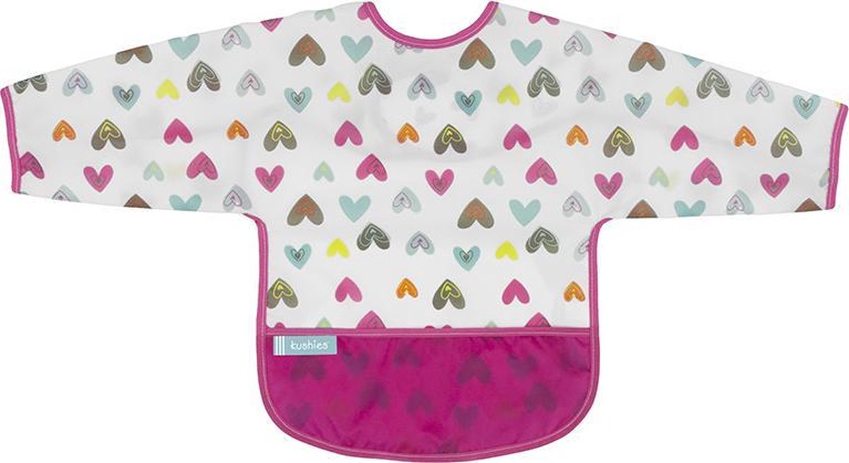 Goedkoopste Kushies - Slabbetje -Waterdichte slab - met mouw - Hartjes - 12 t/m 24 maanden