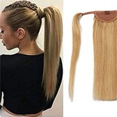Ponytail human hair paardenstaart clip in extensions SUMMER BLOND
