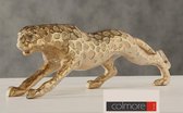 Jaguar-decoratief beeld-goudkleurig- aluminium -49x10x14 cm