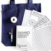 Studio Koekoek - Sashiko tote draagtas borduurpakket - met instructies voor beginners - earth positive ecologische tas