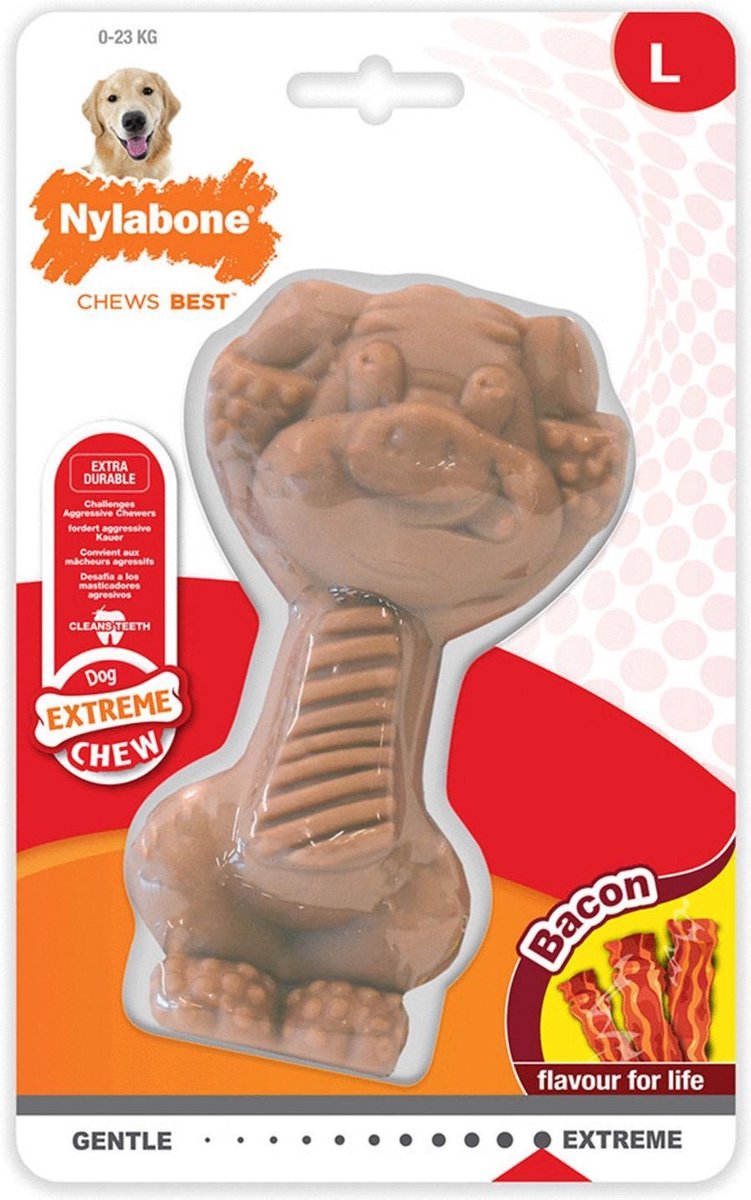 Nylabone Extreme Chew Pig Bacon - Hondenspeelgoed - Large Voor Honden Tot 23kg - Nylabone