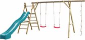Swing King speeltoestel hout met glijbaan Noortje 450cm - turquoise