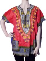 Afrikaanse Dashiki Hemd Dames Blouse - Afrika Shirt Vrouwen - Korte Kaftan 164 Kind en Volwassenen Orange.