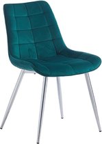 Colenis - Larine Eetkamerstoel - Groen - Fluweel - Velvet - Industrieel - Metaal Zilver Poten