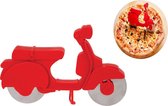 Pizzasnijder Scooter Kunststof met Metaal - Rood 17.5 cm lang 12 cm hoog