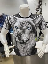 Heren T-shirt slim fit katoen Wolf zwart maat M