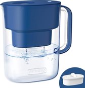 Gecertificeerde 3.5L Waterfilterkan met 1×90 Dagen Filter, Vermindert Lood, Fluoride, Chloor en Meer, BPA Vrij, Klassiek Blauw