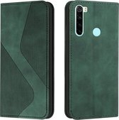 Voor Xiaomi Redmi Note 8 Skin Feel Magnetisch S-type Effen Kleur Horizontale Flip Lederen Case met Houder & Kaartsleuf & Portemonnee (Groen)