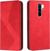 Voor Xiaomi Redmi Note 8 Pro Skin Feel Magnetisch S-type Effen Kleur Horizontale Flip Lederen Case met Houder & Kaartsleuf & Portemonnee (Rood)