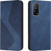 Voor Xiaomi Mi 10T Pro 5G Skin Feel Magnetisch S-type Effen Kleur Horizontale Flip Lederen Case met Houder & Kaartsleuf & Portemonnee (Blauw)