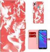 Voor Huawei Y6 2019 Cloud Fog Pattern Horizontal Flip Leather Case met Houder & Card Slot & Wallet (Rood)