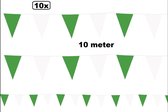 10x Vlaggenlijn 10 meter groen/wit - vlaglijn thema feest verjaardag landen festival groen wit EK vortbal sport versiering