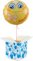 Ballon à l'hélium rempli d'hélium - Guérissez vite ! - Smiley - Emballage cadeau - Ballon aluminium - Les ballons à l'hélium guérissent bientôt