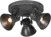 Industriële plafondlamp met 3 spots in nieuwe geblakerd zwart 215002232