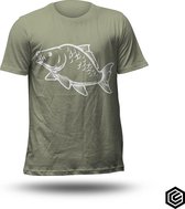 Karper shirt- Karpervissen- Shirt-Olive Maat XL