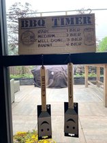 Tekstbord Barbecue / bbq / inclusief 2x spatel (beer & BBQ - aangebrand ) / bbq / timer / vaderdag / moederdag / cadeau / zomer