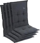 blumfeldt Coburg Tuinkussen-  Set van 4 stoelkussen - zitkussen - hoge rug tuinstoel - 53 x 117x 9cm - UV bestendig polyester - Anthraciet