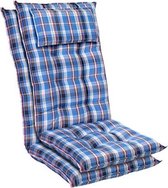 blumfeldt Sylt Tuinkussen -  Set van 2 stoelkussen - zitkussen - hoge rugleuning hoofdkussen - 50 x 120 x 9cm - UV bestendig polyester -