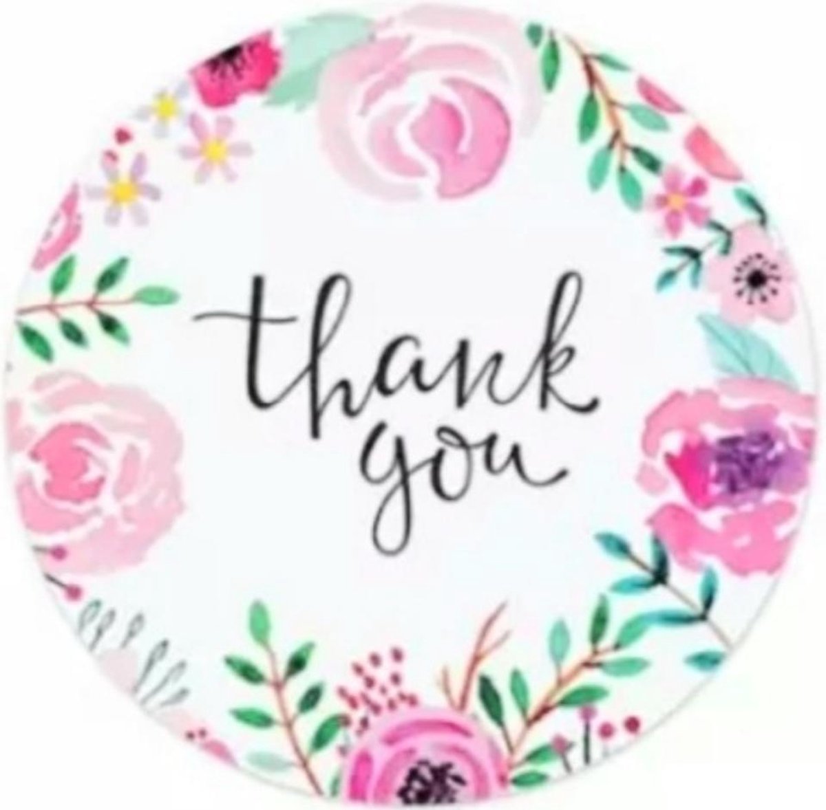 Stickers rond Multiplaza "THANK YOU" - 50 stuks - Etiketten - bloemen - bedankt - promoten bedrijf - flowers - hobby - bedrijf - webshop - bestellingen - brief - pakket