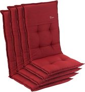 blumfeldt Coburg Tuinkussen - Set van 4 stoelkussen - zitkussen - hoge rug tuinstoel - 53 x 117 x 9cm - UV bestendig polyester - Rood