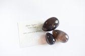 Ziamli yoni ei S (30*20 mm) - 100% grijze agaat - Massage ei - Yoni egg grey agate - Drilled