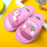 Lichtgevende Unicorn regenboog slippers - Roze - Maat 32