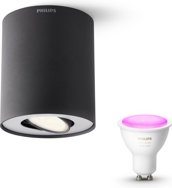 Philips Pillar Opbouwspot White & Color Ambiance GU10 - 1 Hue Lamp - Wit en  Gekleurd... | bol.com