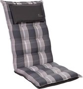blumfeldt Sylt Tuinkussen - stoelkussen - zitkussen - hoge rugleuning hoofdkussen - 50 x 120 x 9cm - UV bestendig polyester - grijs