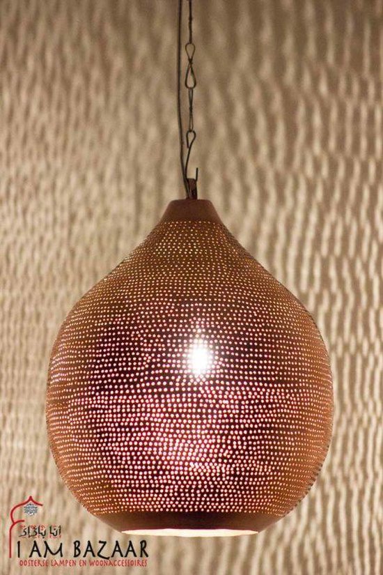 Wees tevreden Bijproduct Blozend Filigrain Rode hanglamp met gaatjes - Handgemaakt - Authentiek - Egyptische  -... | bol.com