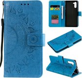 Voor Samsung Galaxy Note10 Totem Bloem Reliëf Horizontale Flip TPU + PU Leren Case met Houder & Kaartsleuven & Portemonnee (Blauw)