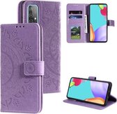 Voor Samsung Galaxy A72 5G / 4G Totem Bloem Reliëf Horizontale Flip TPU + PU lederen tas met houder & kaartsleuven & portemonnee (paars)