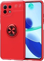Voor Geschikt voor Xiaomi Mi 11 Lite metalen ringhouder 360 graden roterende TPU-hoes (rood + rood)
