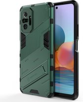 Voor Xiaomi Redmi Note 10 Pro Punk Armor 2 in 1 PC + TPU schokbestendig hoesje met onzichtbare houder (groen)
