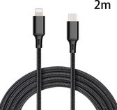 PD 18W USB-C / Type-C naar 8-pins nylon gevlochten datakabel is geschikt voor iPhone-serie / iPad-serie, lengte: 2 m (zwart)