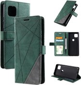 Voor Motorola Moto G 5G Skin Feel Splicing Horizontale Flip Leren Case met Houder & Kaartsleuven & Portemonnee & Fotolijst (Groen)