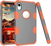 Contrastkleur siliconen + pc schokbestendig hoesje voor iPhone XR (grijs + oranje)