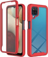 Voor Samsung Galaxy A12 Sterrenhemel Solid Color-serie Schokbestendige pc + TPU-hoes met PET-folie (rood)